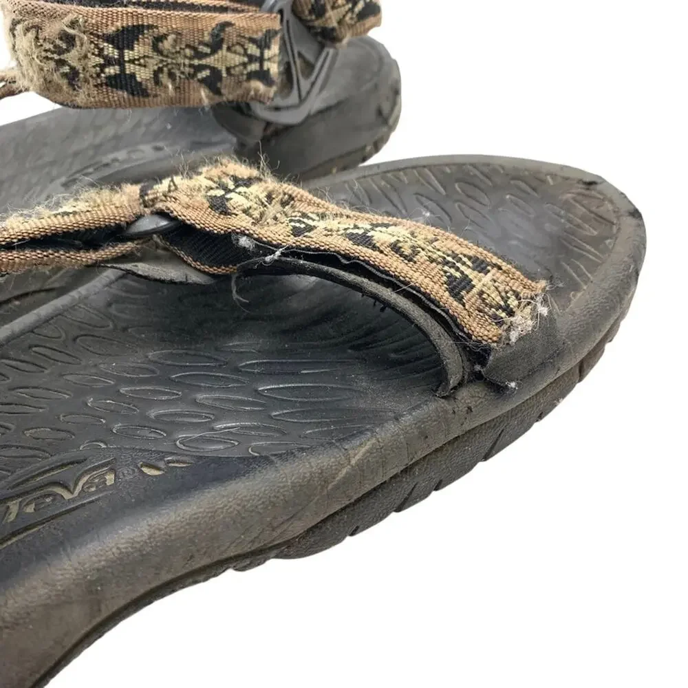Teva 6575 Brown Black Sport Sandals Shoes Fisherman Dad Shoes Hiking Caming 10